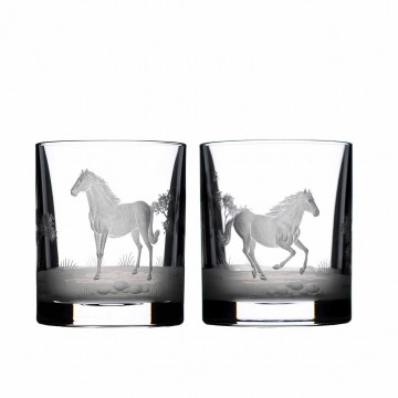 HORSES WHISKY GLASSES 4-PIECE SET