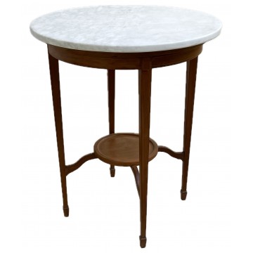 MARBLE TOP ROUND LAMP TABLE